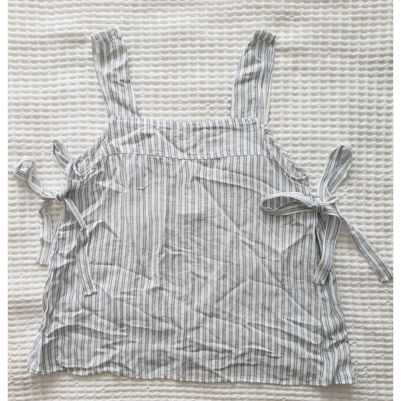 H&M blue white stripe tie side apron top NWT - Picture 2 of 9